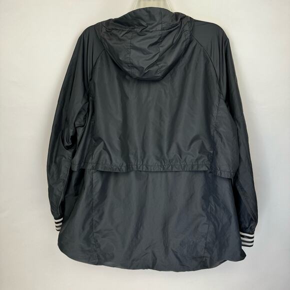 ADIDAS Black Lightweight Hooded Vented Zip Up Windbreaker Jacket Men 2XL Active - Picture 2 of 10